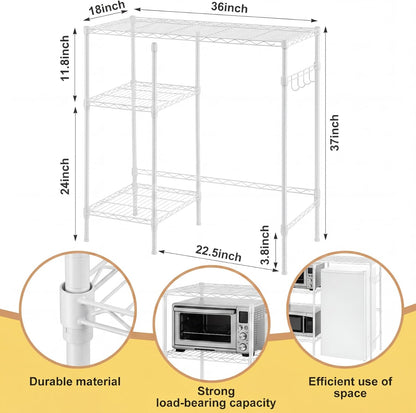Mini Dorm Fridge Shelf Stand with Storage, Over Mini Fridge and Microwave Stand ,Carbon Steel Adjustable Refrigerator Storage Organizer for Dorm Room Apartment Kitchen(Black,3 Layer)