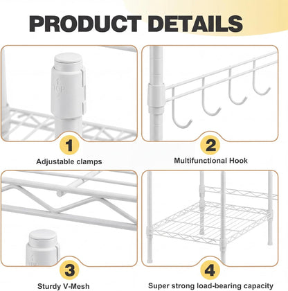 Mini Dorm Fridge Shelf Stand with Storage, Over Mini Fridge and Microwave Stand ,Carbon Steel Adjustable Refrigerator Storage Organizer for Dorm Room Apartment Kitchen(Black,3 Layer)
