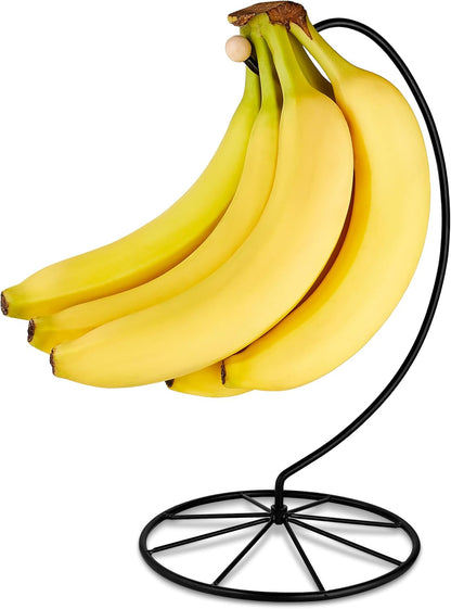 Banana Holder Modern Rack Hanger Tree Stand Hook for Kitchen Countertop. Satin Nickel Banana Holder Keeper Stand (Matt Black)