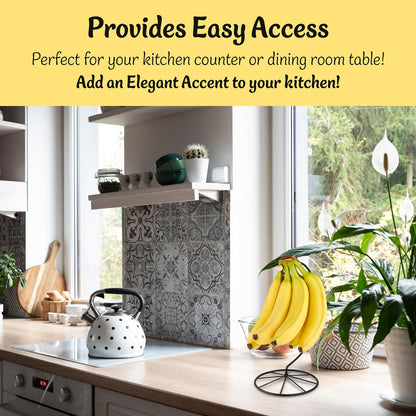 Banana Holder Modern Rack Hanger Tree Stand Hook for Kitchen Countertop. Satin Nickel Banana Holder Keeper Stand (Matt Black)