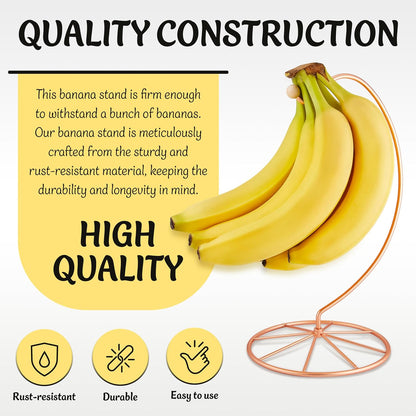 Banana Holder Modern Rack Hanger Tree Stand Hook for Kitchen Countertop. Satin Nickel Banana Holder Keeper Stand (Matt Black)