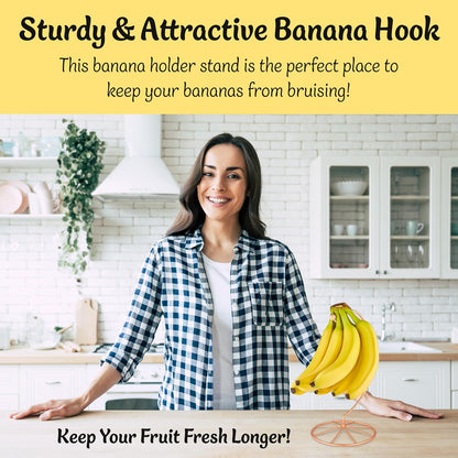 Banana Holder Modern Rack Hanger Tree Stand Hook for Kitchen Countertop. Satin Nickel Banana Holder Keeper Stand (Matt Black)