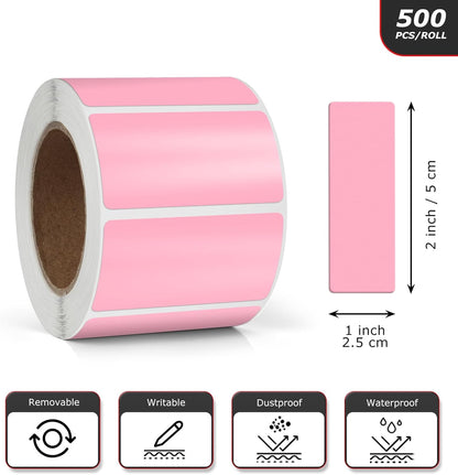 White Rectangle Stickers 2 x 1 Inch Color Coding Labels Vinyl Roll Self-Adhesive Waterproof Removable 500 PCS