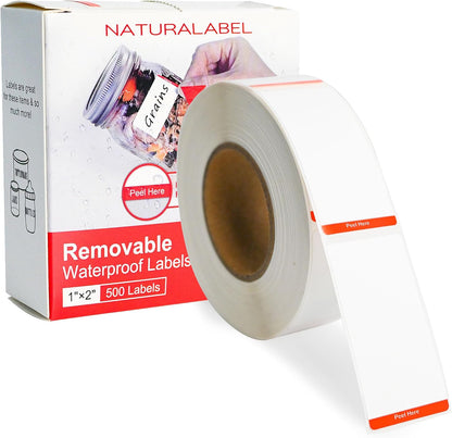 500 PCS Blank Removable Freezer Labels with Dispenser - 1" x 2" Food Labels for Meal Prep Containers, Easy Peel-Off Design, No Residue