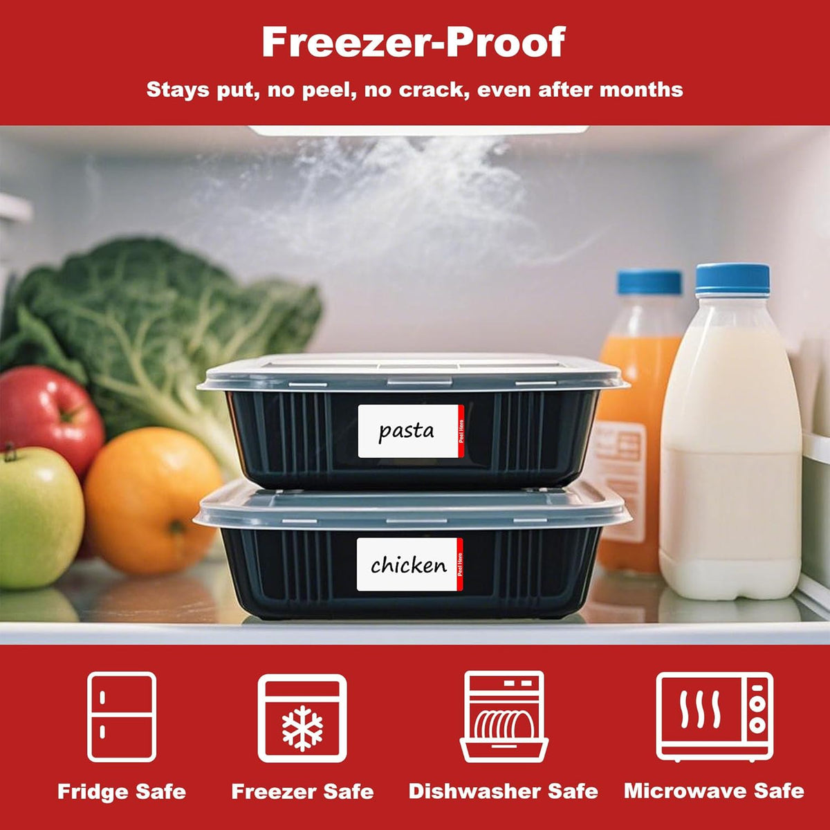 500 PCS Blank Removable Freezer Labels with Dispenser - 1" x 2" Food Labels for Meal Prep Containers, Easy Peel-Off Design, No Residue