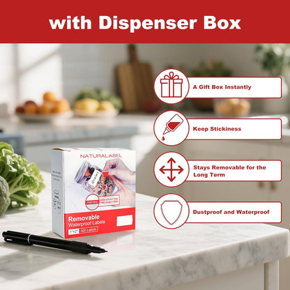 500 PCS Blank Removable Freezer Labels with Dispenser - 1" x 2" Food Labels for Meal Prep Containers, Easy Peel-Off Design, No Residue