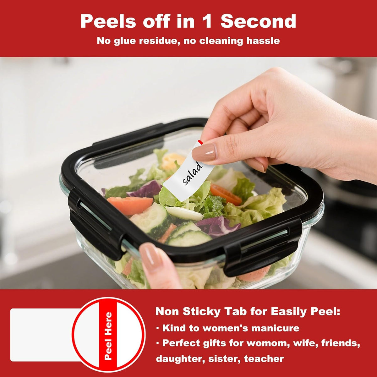 500 PCS Blank Removable Freezer Labels with Dispenser - 1" x 2" Food Labels for Meal Prep Containers, Easy Peel-Off Design, No Residue