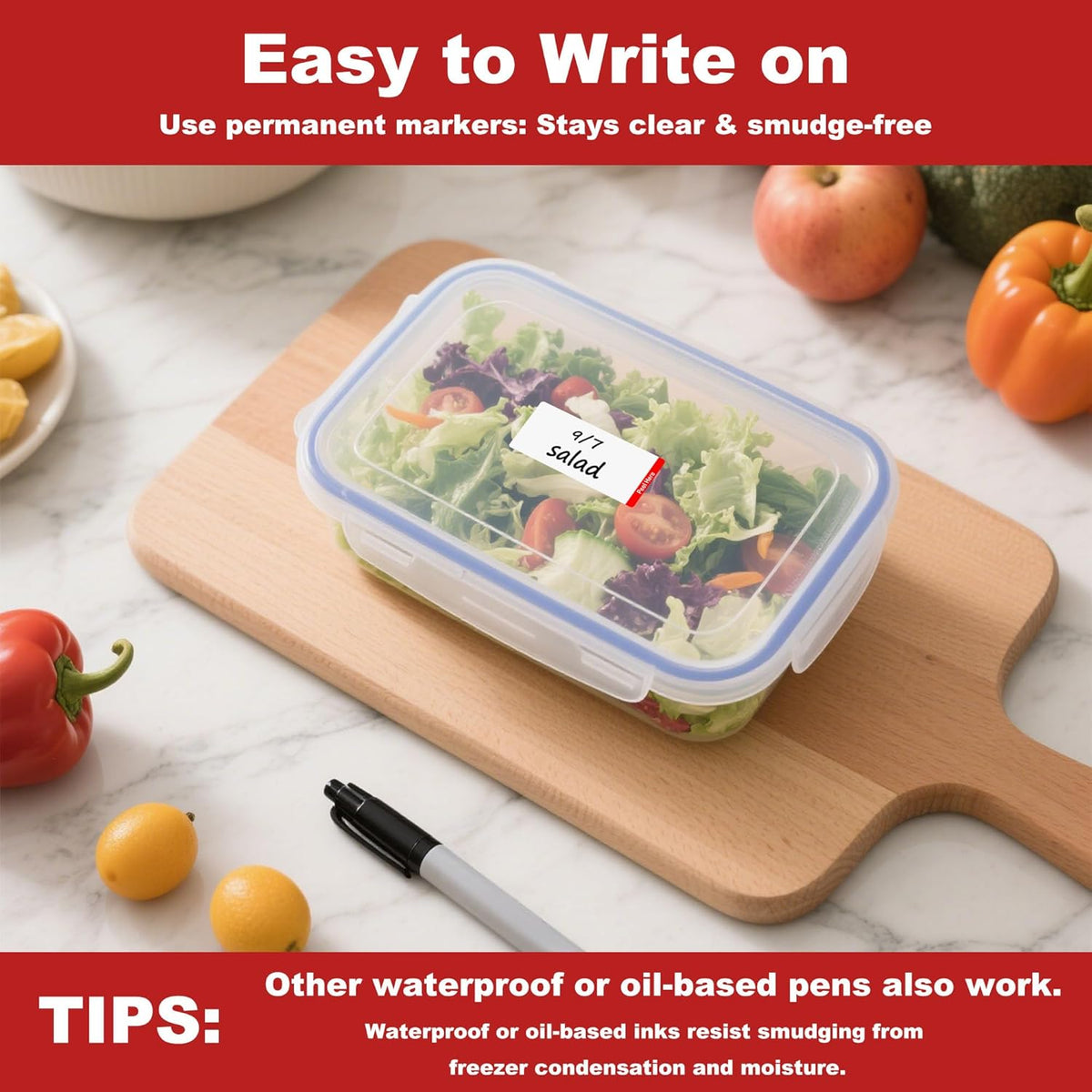 500 PCS Blank Removable Freezer Labels with Dispenser - 1" x 2" Food Labels for Meal Prep Containers, Easy Peel-Off Design, No Residue