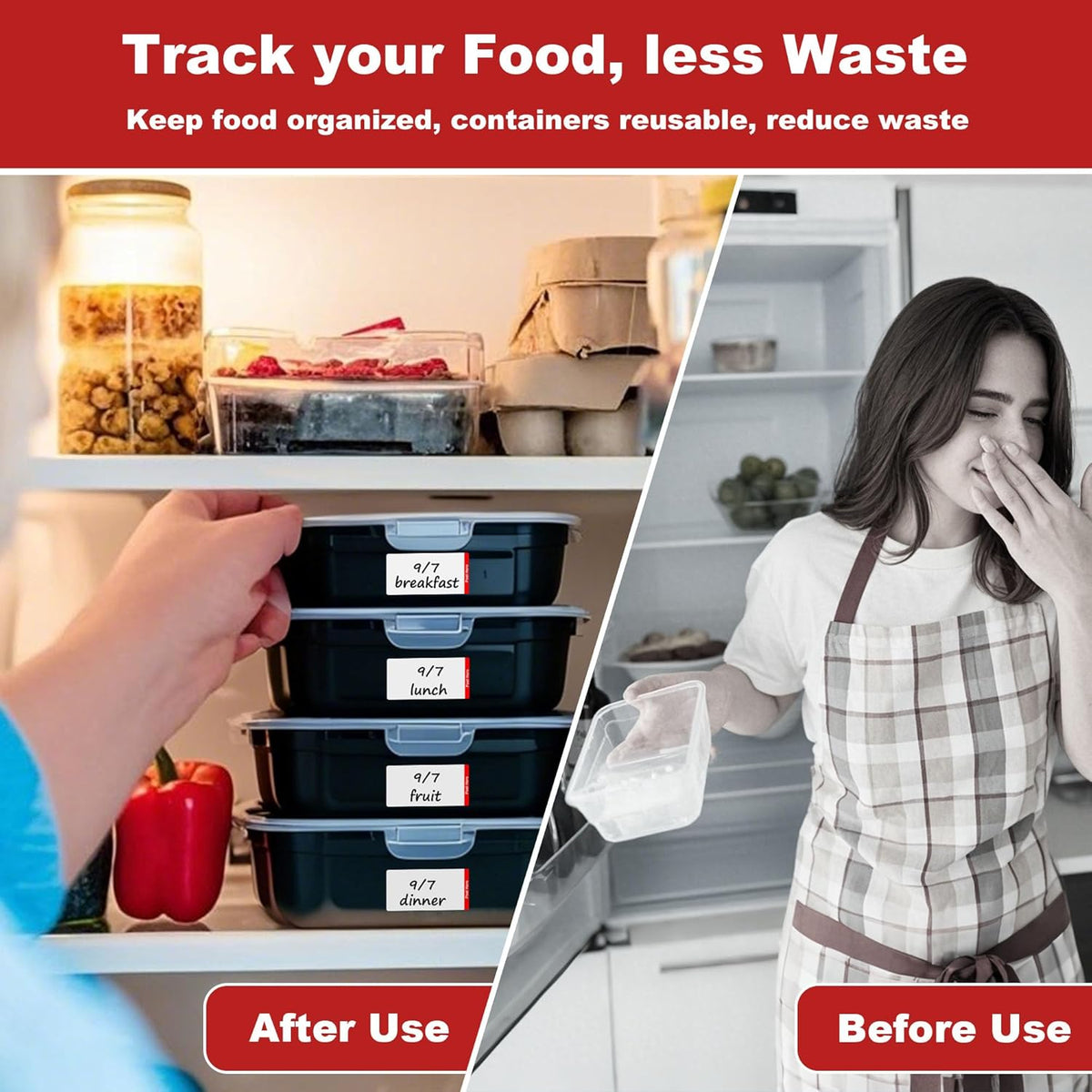 500 PCS Blank Removable Freezer Labels with Dispenser - 1" x 2" Food Labels for Meal Prep Containers, Easy Peel-Off Design, No Residue