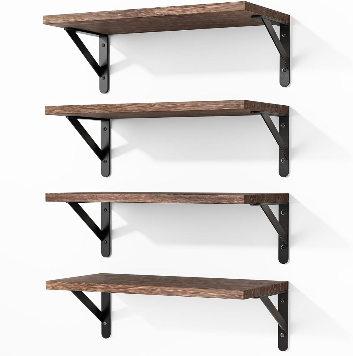 Wall Floating Shelves for Home Decor (Brown, Set of 4, 16.5 Inch)