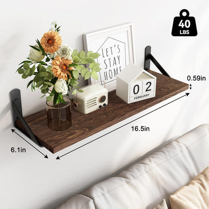 Wall Floating Shelves for Home Decor (Brown, Set of 4, 16.5 Inch)