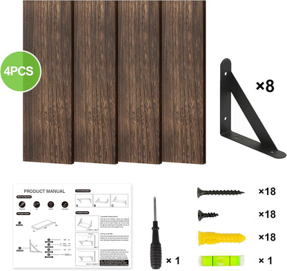 Wall Floating Shelves for Home Decor (Brown, Set of 4, 16.5 Inch)