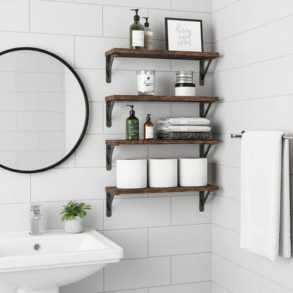 Wall Floating Shelves for Home Decor (Brown, Set of 4, 16.5 Inch)
