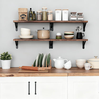 Wall Floating Shelves for Home Decor (Brown, Set of 4, 16.5 Inch)