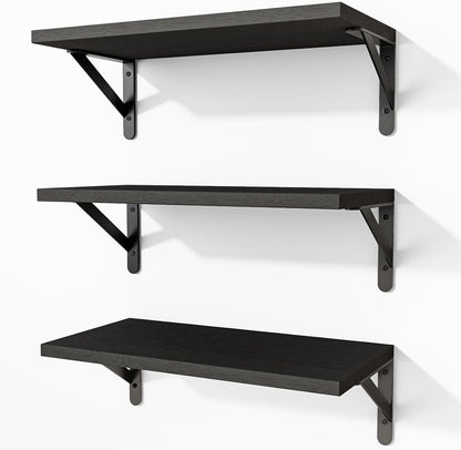 Wall Floating Shelves for Home Decor (Brown, Set of 4, 16.5 Inch)
