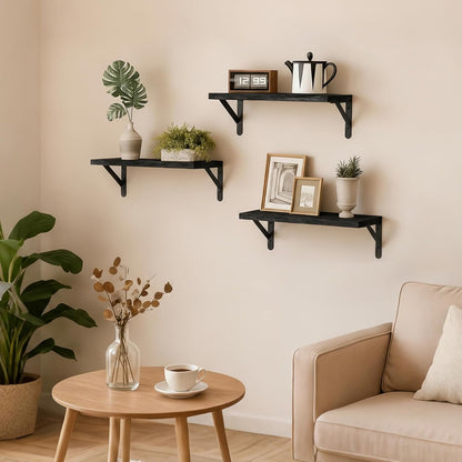 Wall Floating Shelves for Home Decor (Brown, Set of 4, 16.5 Inch)