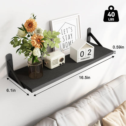 Wall Floating Shelves for Home Decor (Brown, Set of 4, 16.5 Inch)