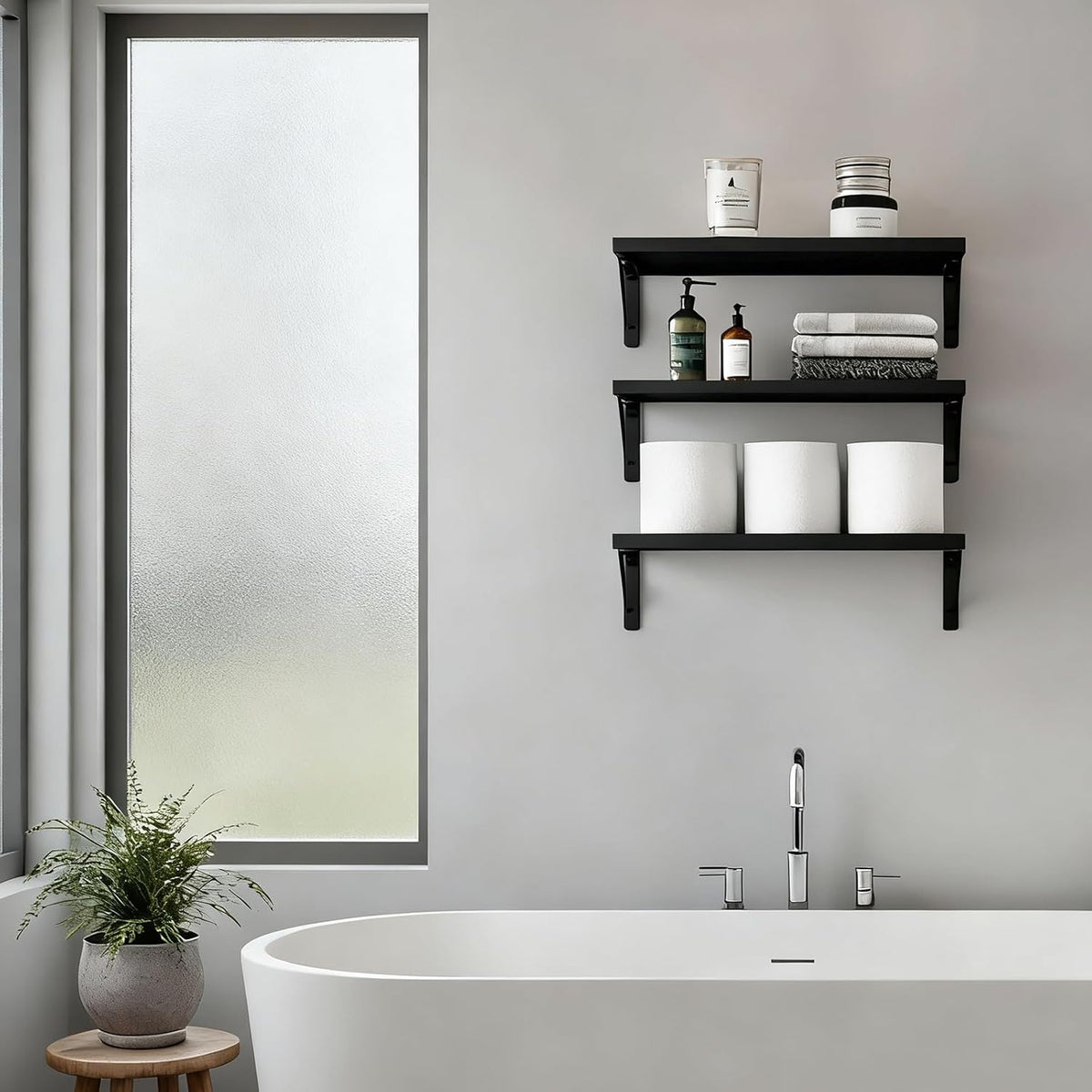 Wall Floating Shelves for Home Decor (Brown, Set of 4, 16.5 Inch)