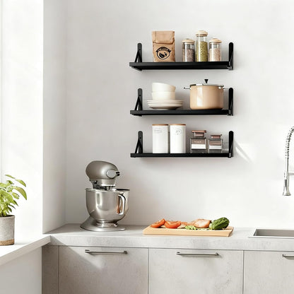 Wall Floating Shelves for Home Decor (Brown, Set of 4, 16.5 Inch)