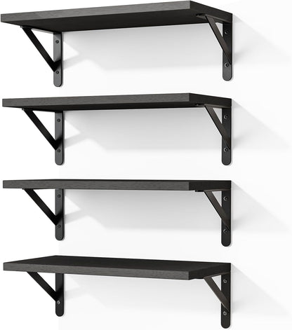 Wall Floating Shelves for Home Decor (Brown, Set of 4, 16.5 Inch)