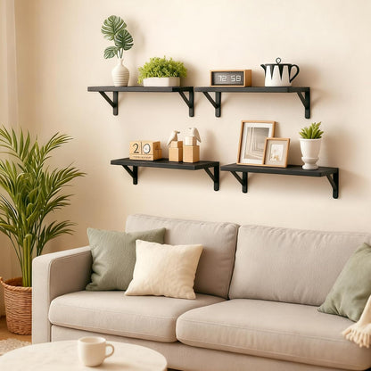 Wall Floating Shelves for Home Decor (Brown, Set of 4, 16.5 Inch)