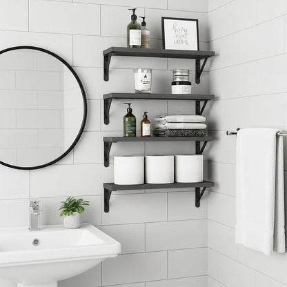 Wall Floating Shelves for Home Decor (Brown, Set of 4, 16.5 Inch)