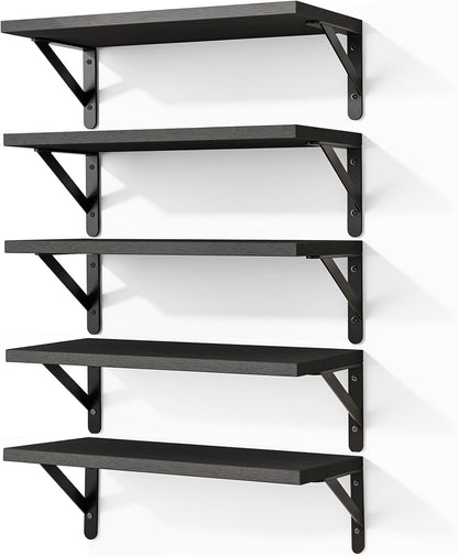 Wall Floating Shelves for Home Decor (Brown, Set of 4, 16.5 Inch)