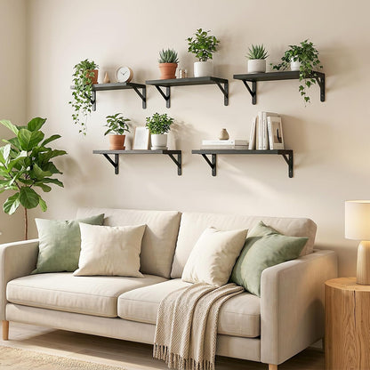 Wall Floating Shelves for Home Decor (Brown, Set of 4, 16.5 Inch)