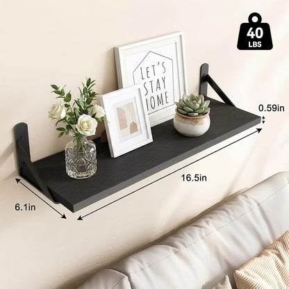 Wall Floating Shelves for Home Decor (Brown, Set of 4, 16.5 Inch)