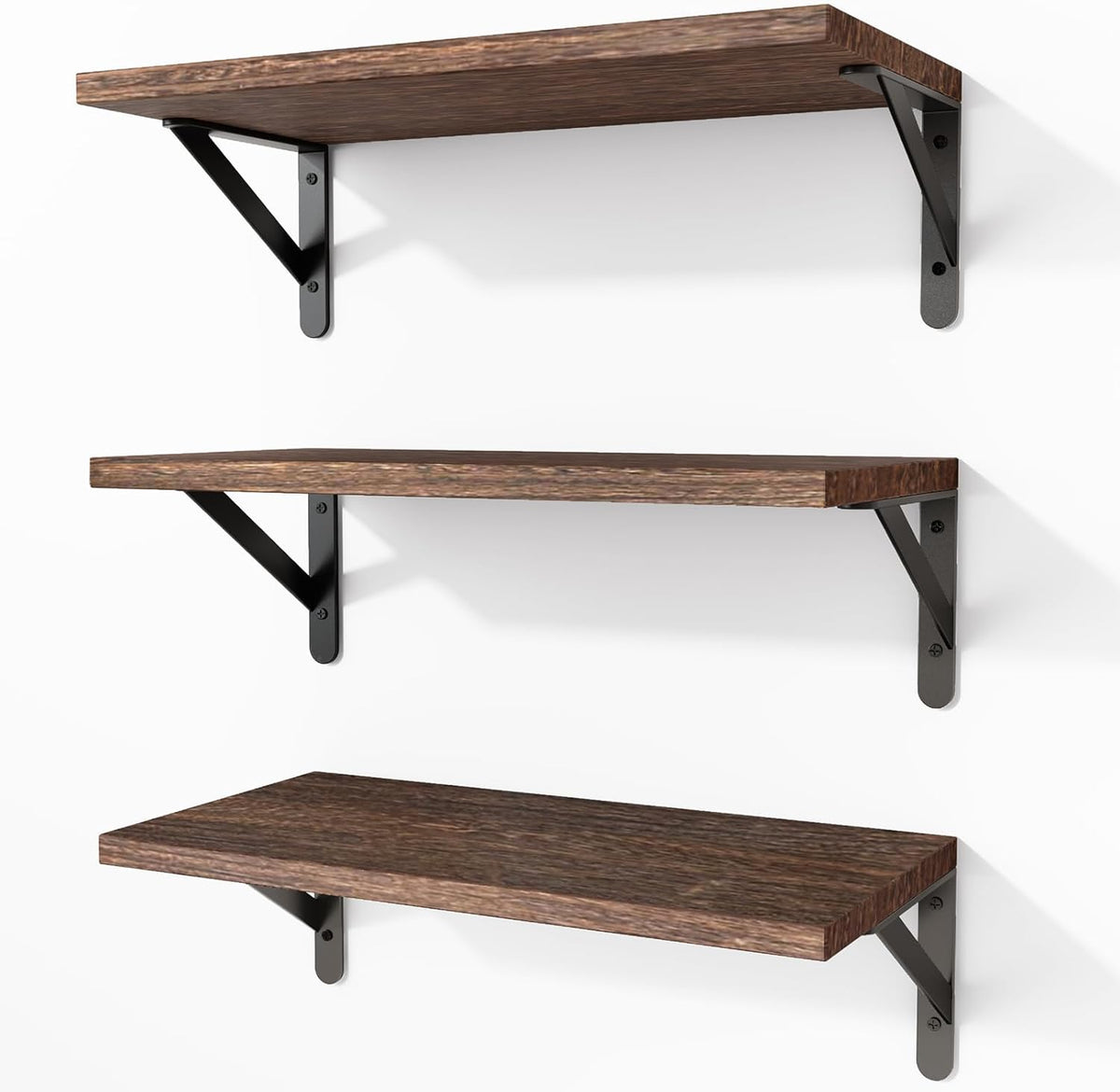 Wall Floating Shelves for Home Decor (Brown, Set of 4, 16.5 Inch)