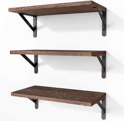 Wall Floating Shelves for Home Decor (Brown, Set of 4, 16.5 Inch)