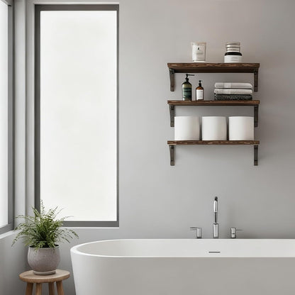 Wall Floating Shelves for Home Decor (Brown, Set of 4, 16.5 Inch)