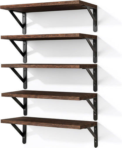 Wall Floating Shelves for Home Decor (Brown, Set of 4, 16.5 Inch)