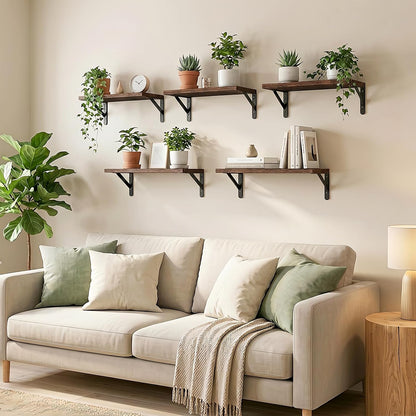 Wall Floating Shelves for Home Decor (Brown, Set of 4, 16.5 Inch)
