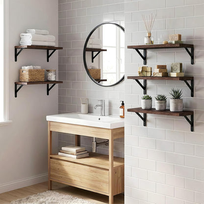 Wall Floating Shelves for Home Decor (Brown, Set of 4, 16.5 Inch)