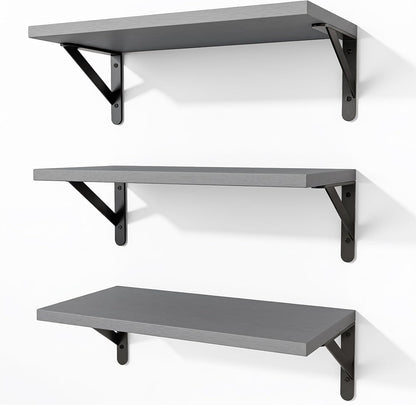 Wall Floating Shelves for Home Decor (Brown, Set of 4, 16.5 Inch)