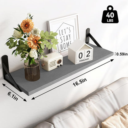 Wall Floating Shelves for Home Decor (Brown, Set of 4, 16.5 Inch)