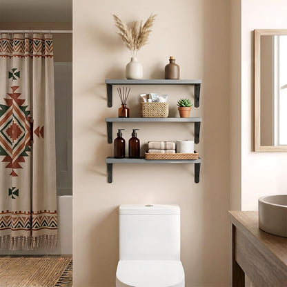 Wall Floating Shelves for Home Decor (Brown, Set of 4, 16.5 Inch)