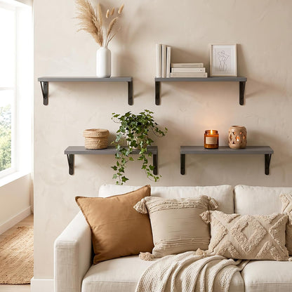 Wall Floating Shelves for Home Decor (Brown, Set of 4, 16.5 Inch)