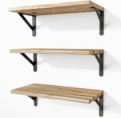 Wall Floating Shelves for Home Decor (Brown, Set of 4, 16.5 Inch)