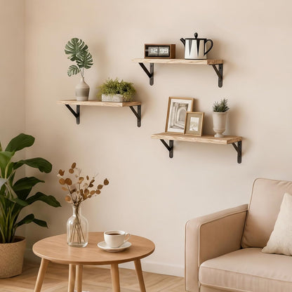 Wall Floating Shelves for Home Decor (Brown, Set of 4, 16.5 Inch)