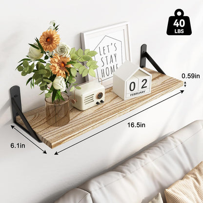 Wall Floating Shelves for Home Decor (Brown, Set of 4, 16.5 Inch)