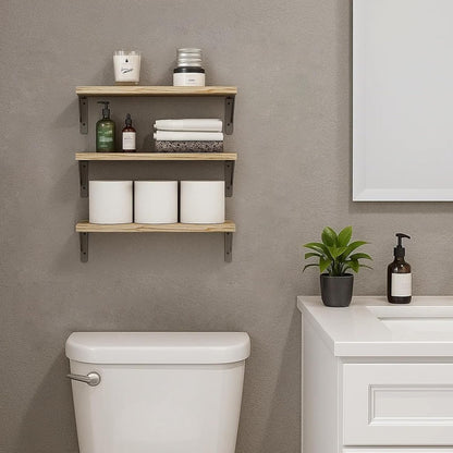Wall Floating Shelves for Home Decor (Brown, Set of 4, 16.5 Inch)