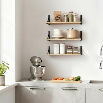 Wall Floating Shelves for Home Decor (Brown, Set of 4, 16.5 Inch)