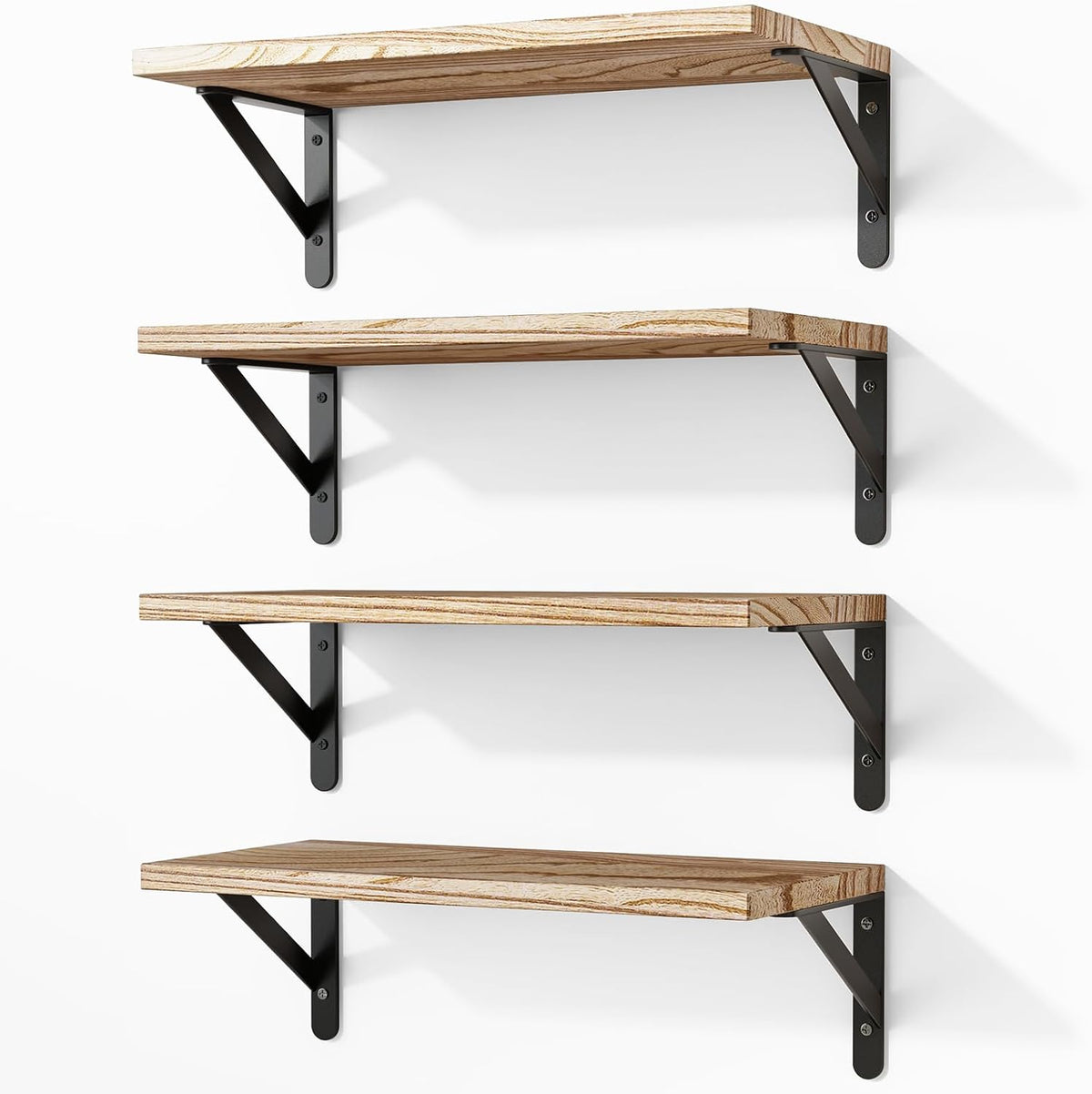 Wall Floating Shelves for Home Decor (Brown, Set of 4, 16.5 Inch)