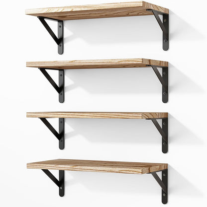Wall Floating Shelves for Home Decor (Brown, Set of 4, 16.5 Inch)