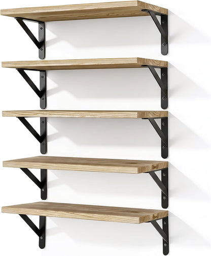 Wall Floating Shelves for Home Decor (Brown, Set of 4, 16.5 Inch)