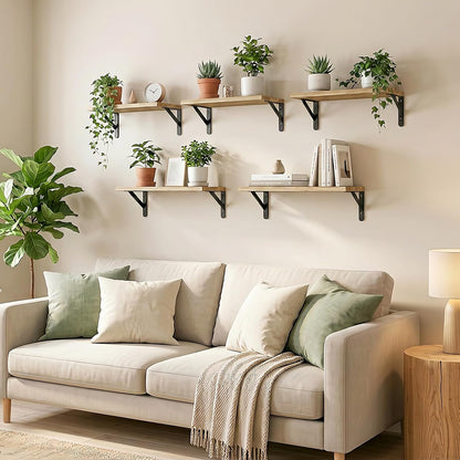 Wall Floating Shelves for Home Decor (Brown, Set of 4, 16.5 Inch)