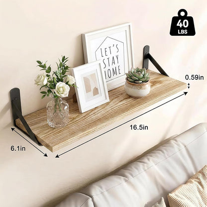 Wall Floating Shelves for Home Decor (Brown, Set of 4, 16.5 Inch)