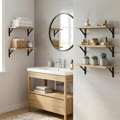 Wall Floating Shelves for Home Decor (Brown, Set of 4, 16.5 Inch)